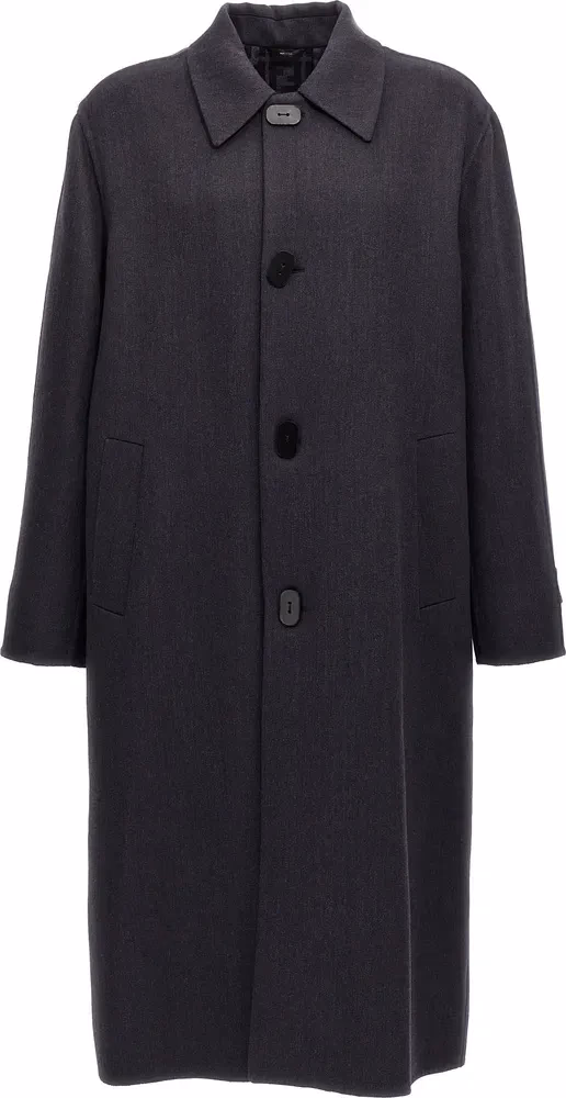 Fendi Blue Virgin Wool Coat