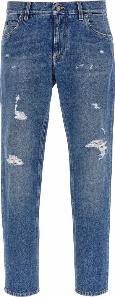 Dolce & Gabbana Blue Cotton Straight-Leg Jeans