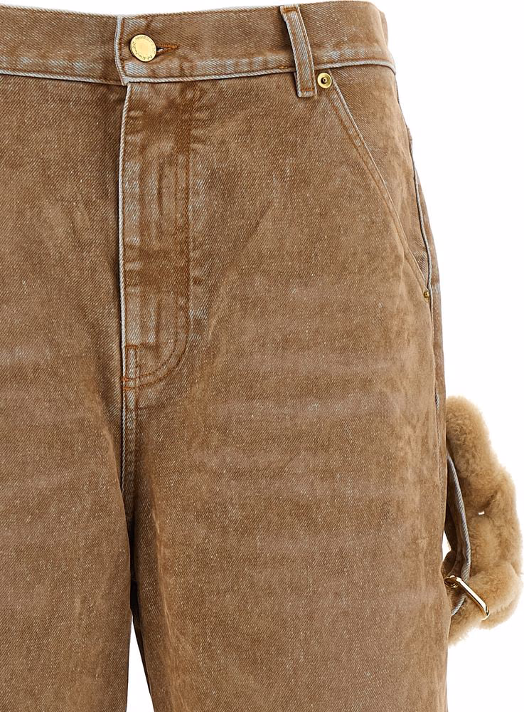 Darkpark Beige Cotton Straight-Leg Jeans