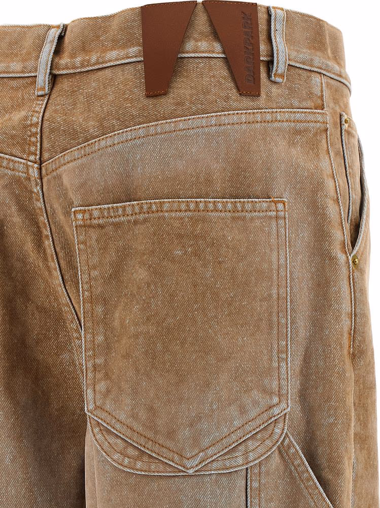 Darkpark Beige Cotton Straight-Leg Jeans