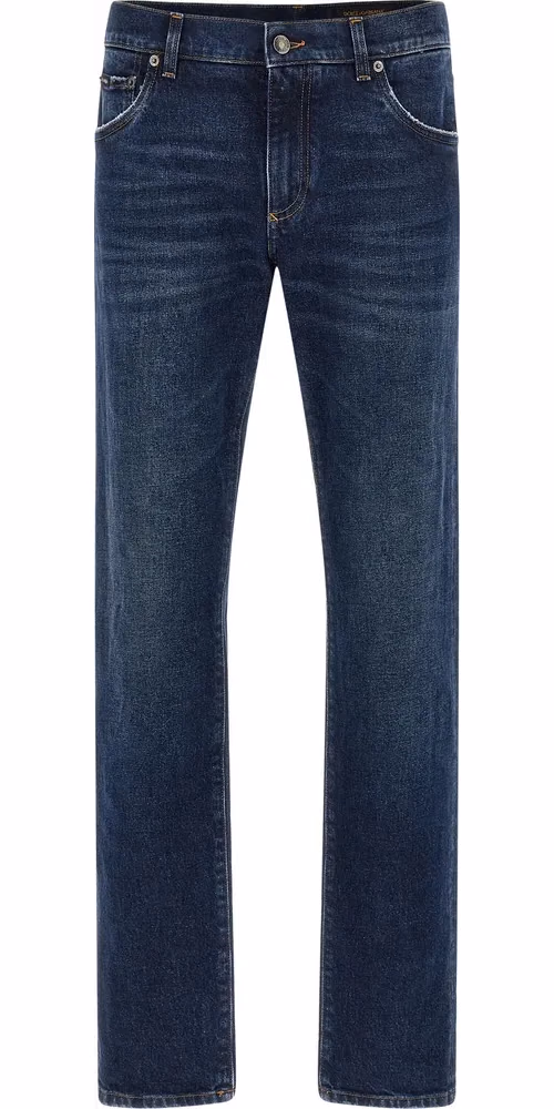Dolce & Gabbana Blue Cotton Straight-Leg Jeans