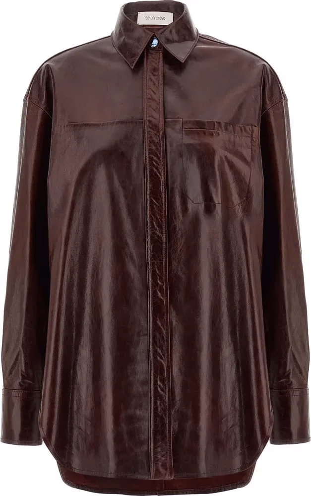 Sportmax Bordeaux Lamb Leather Blouse