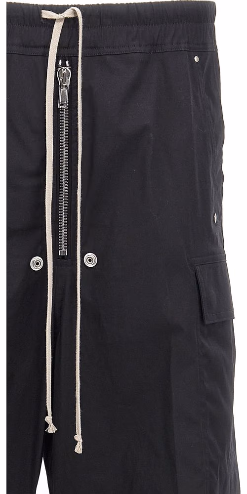 Rick Owens Black Cotton Cargo Pants