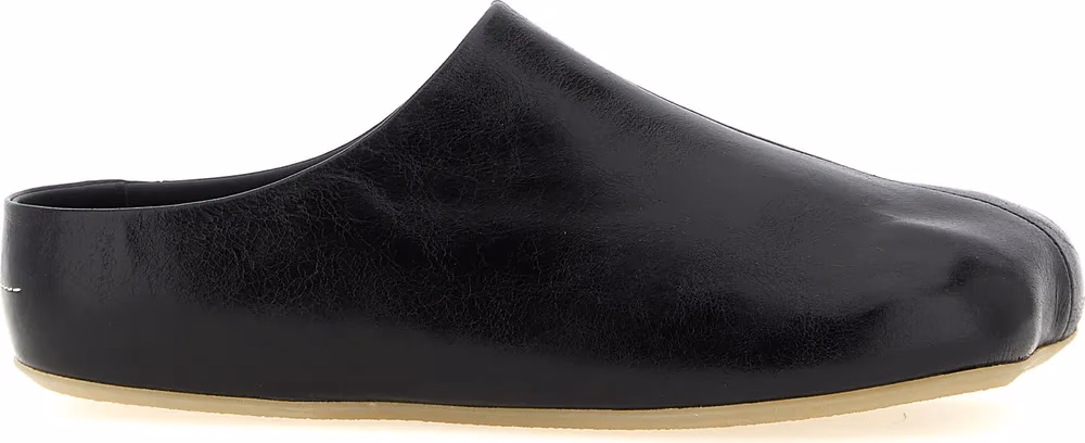 MM6 Maison Margiela Black Calfskin Clogs
