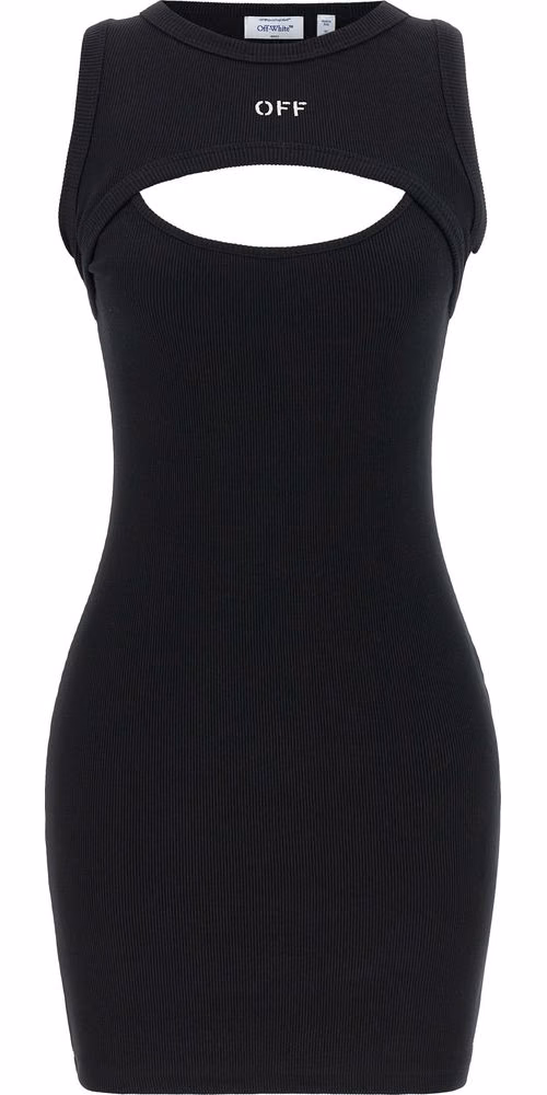 Off-White Bicolor Cotton Short Dress
