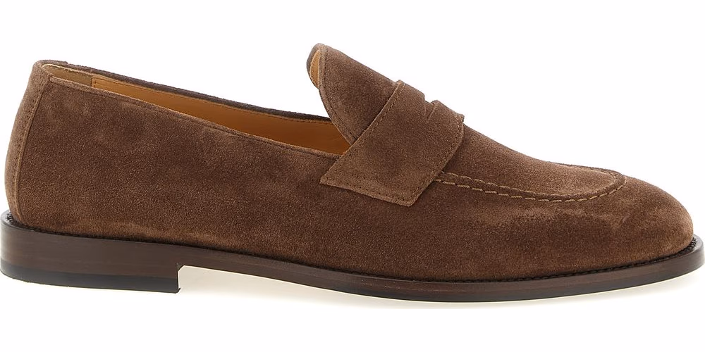 Brunello Cucinelli Brown Calfskin Slip-On Loafers