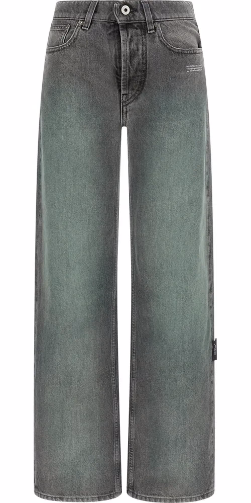 Off-White Gray Cotton Jeans Denim