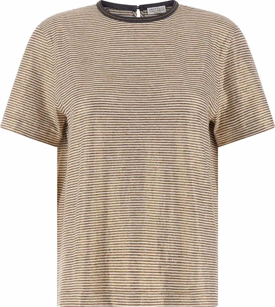 Brunello Cucinelli Multicolor Linen T-Shirt
