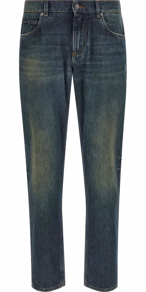 Dolce & Gabbana Blue Cotton Straight-Leg Jeans