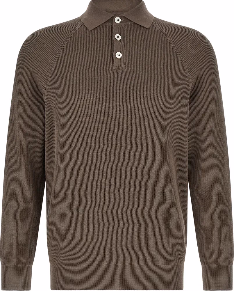 Brunello Cucinelli Brown Cotton Polo Shirt