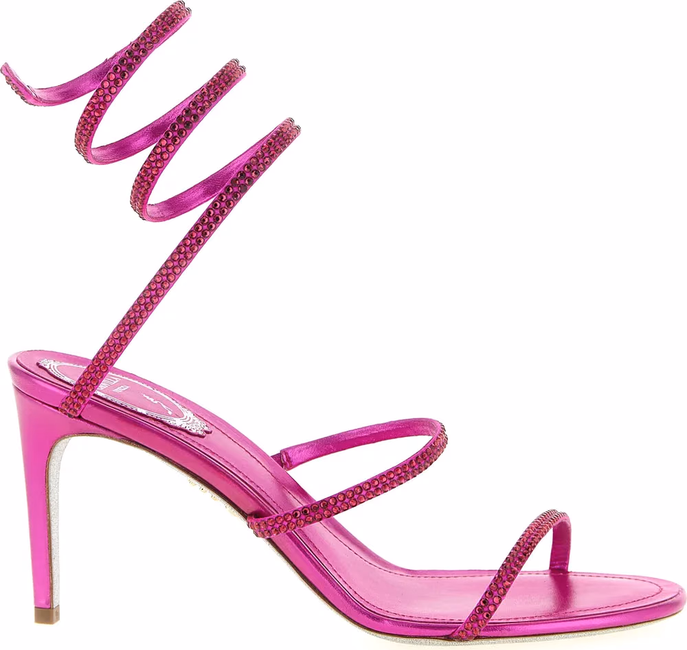 RENE CAOVILLA Fuchsia Viscose Stiletto Heel Sandals