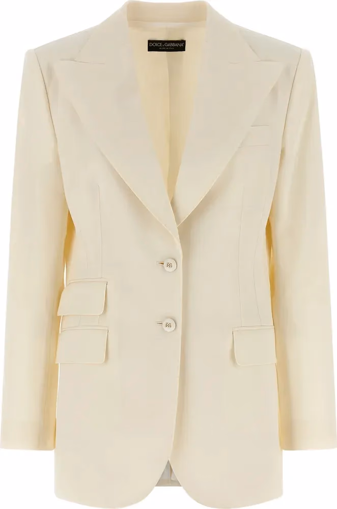 Dolce & Gabbana White Virgin Wool Blazer