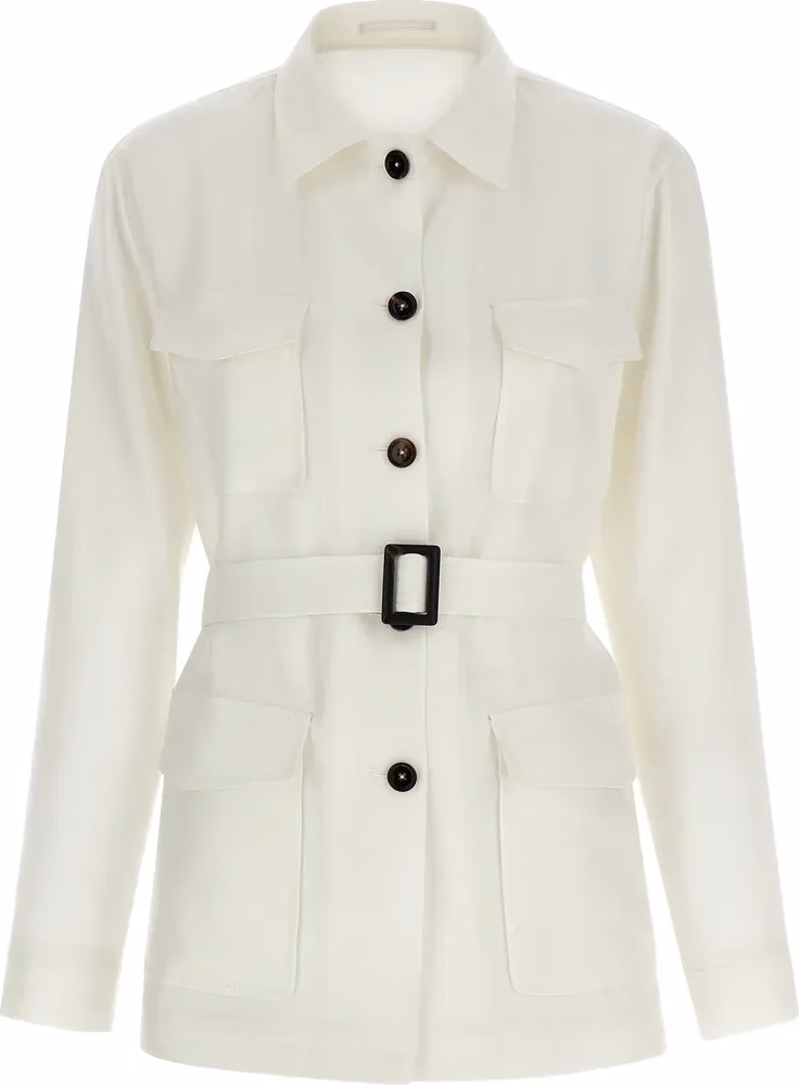 Tagliatore White Linen Shell Jacket