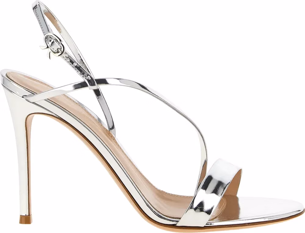 Gianvito Rossi Silver Calfskin Stiletto Heel Sandals