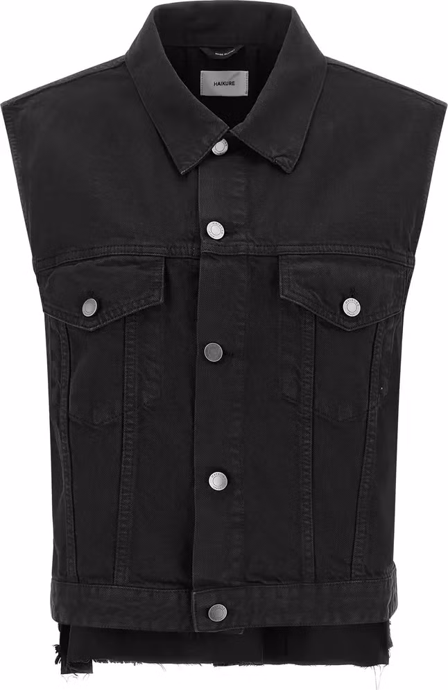 Haikure Black Cotton Sleeveless Jacket