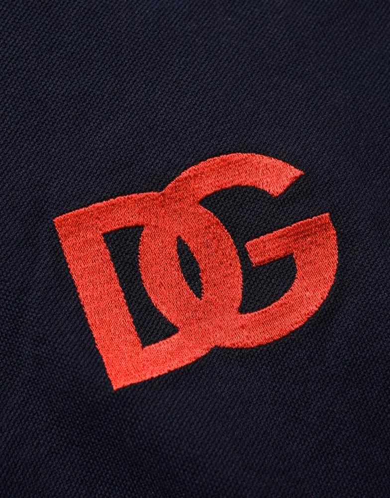 Dolce & Gabbana Black DG Logo Print Short Sleeve Polo T-shirt