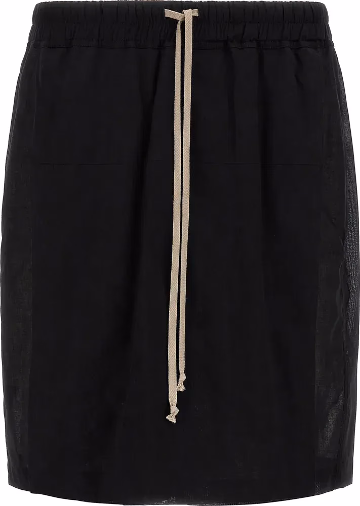 Rick Owens Black Cotton Bermuda Shorts