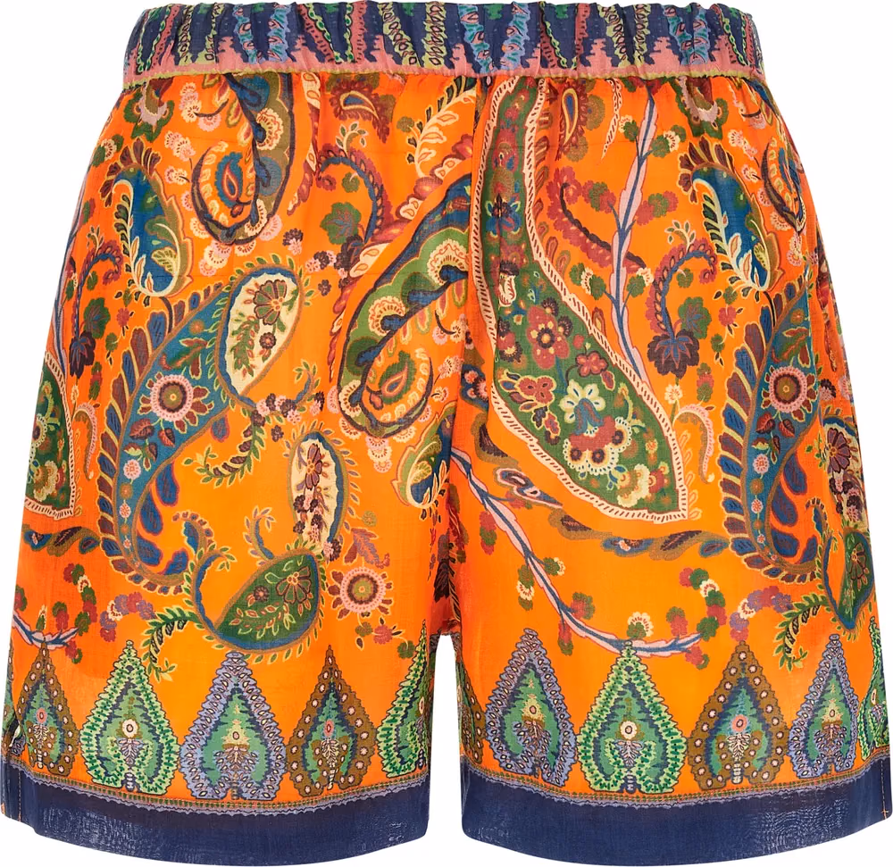 Etro Orange Ramie Bermuda Shorts