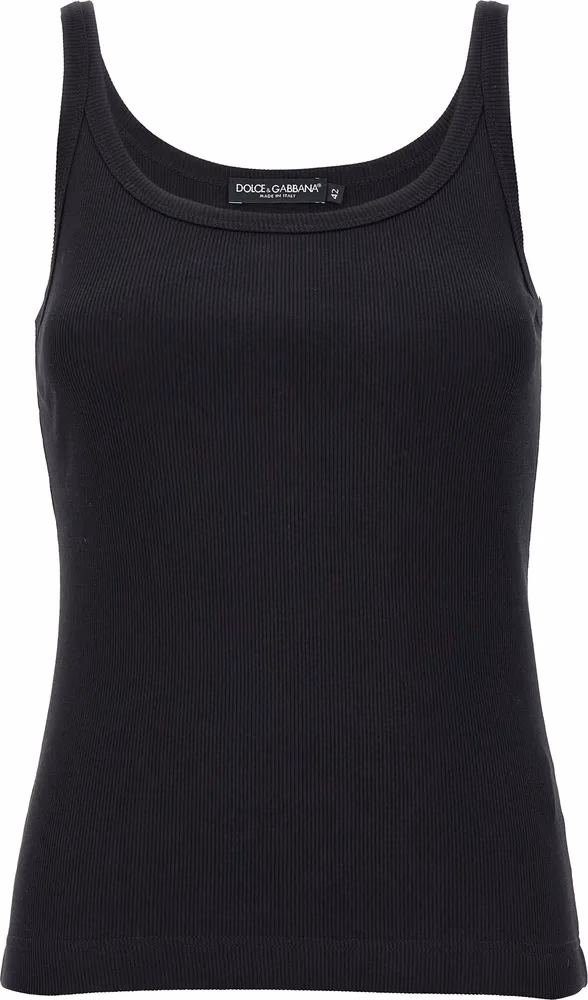 Dolce & Gabbana Black Cotton Tank Tops