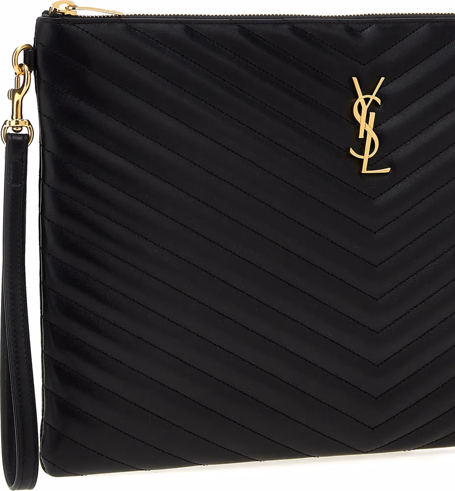 Saint Laurent Black Calfskin Clutch Bag