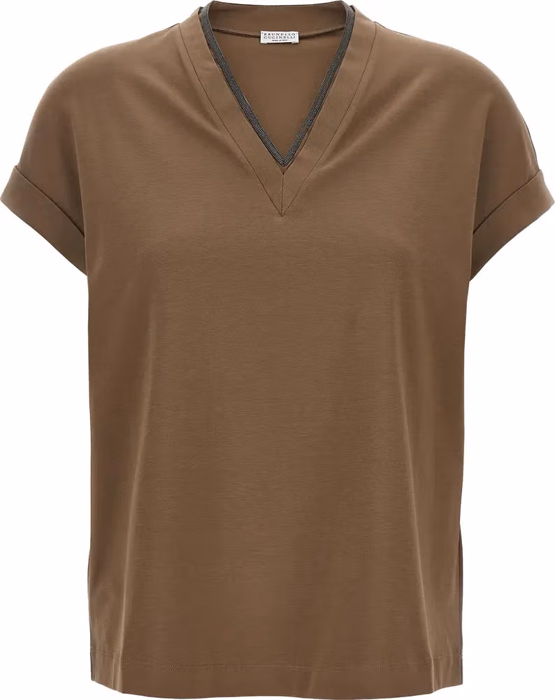 Brunello Cucinelli Brown Cotton T-Shirt