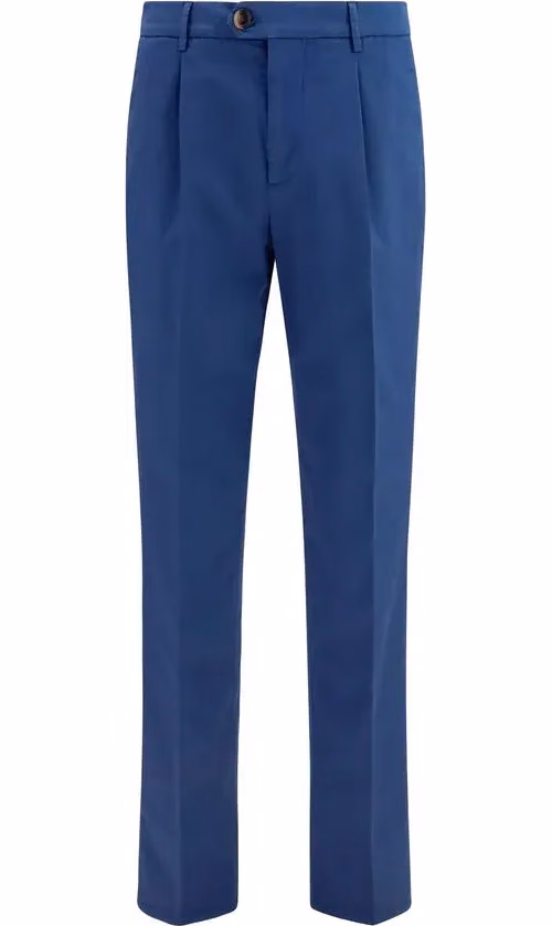 Brunello Cucinelli Blue Cotton Chino Pants
