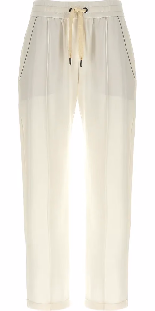 Brunello Cucinelli White Cotton Joggers (Workout Pants)