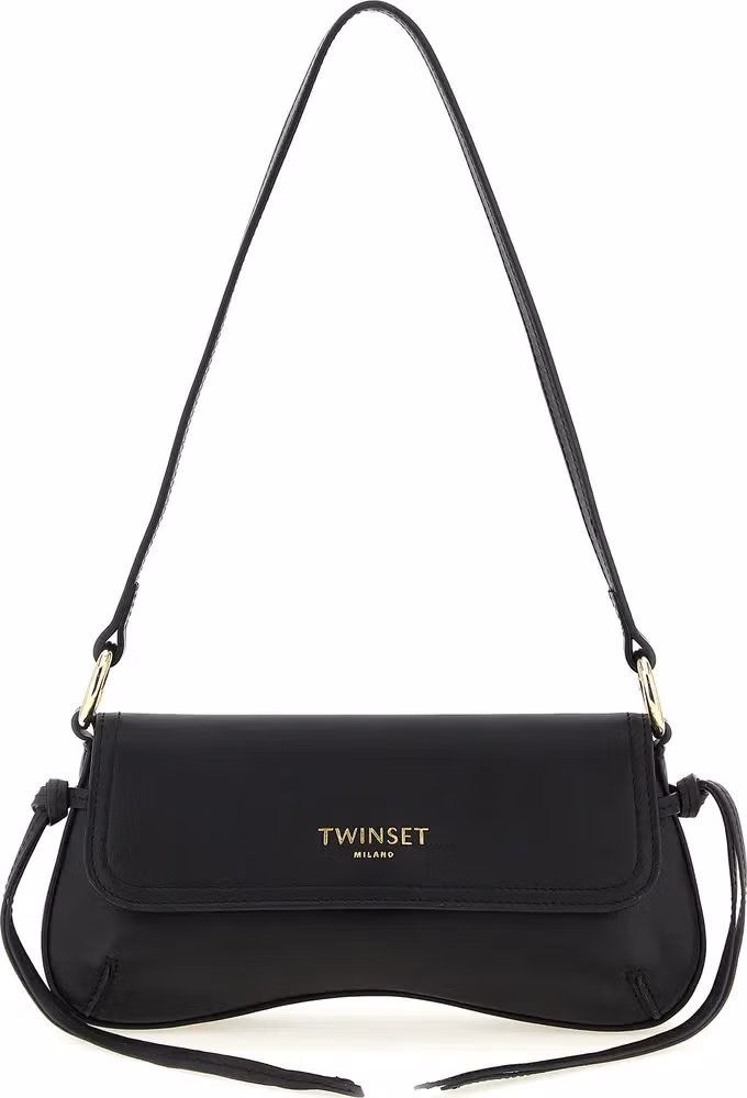 Twinset Black Leather Shoulder Bag