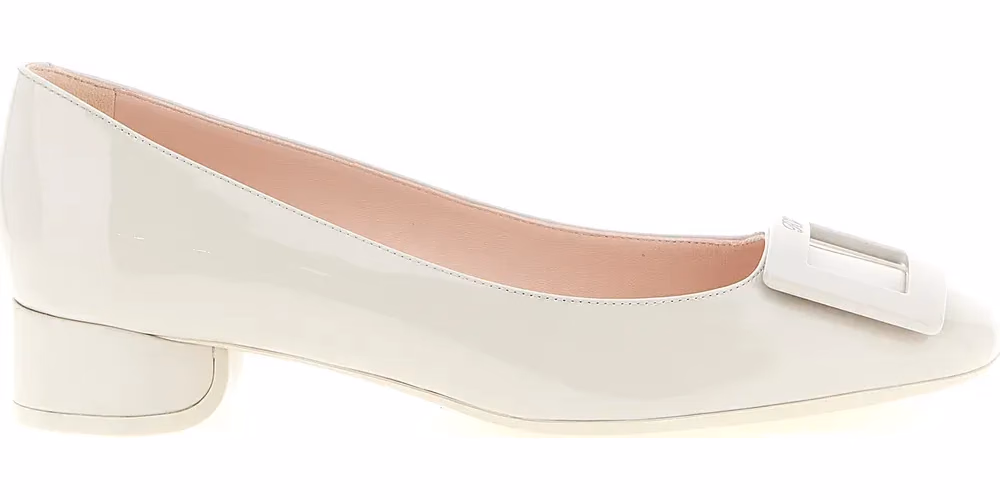 Roger Vivier Gray Calfskin Mid Heel Pumps