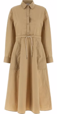 Beige Polyester Long Dress