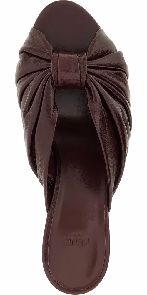 Fendi Bordeaux Lamb Leather Platform Sandals