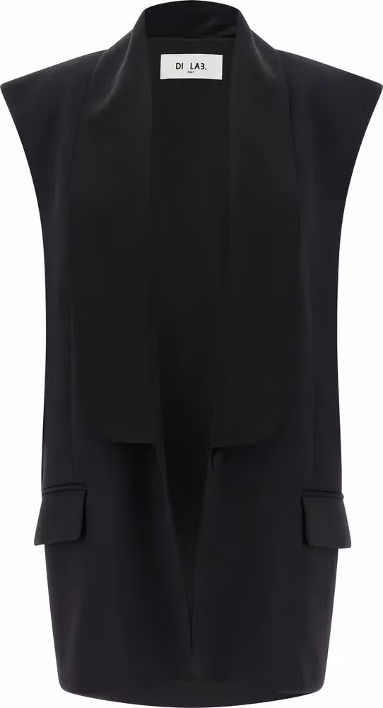 DI.LA3 PARI' Black Viscose Sleeveless Jacket