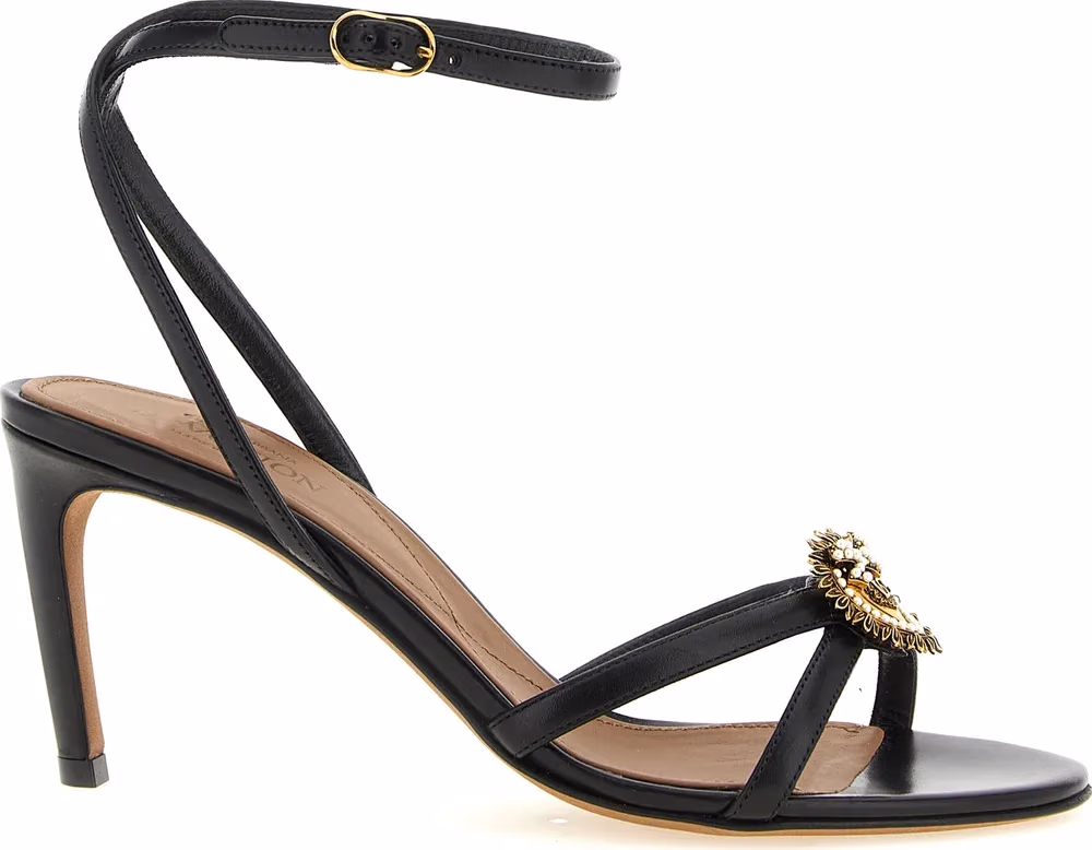 Dolce & Gabbana Black Calfskin Stiletto Heel Sandals