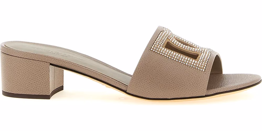 Dolce & Gabbana Gray Calfskin Mules