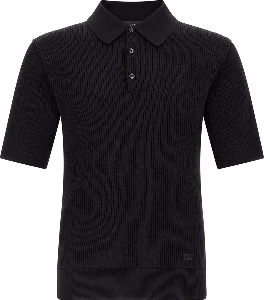 Dolce & Gabbana Black Cotton Polo Shirt