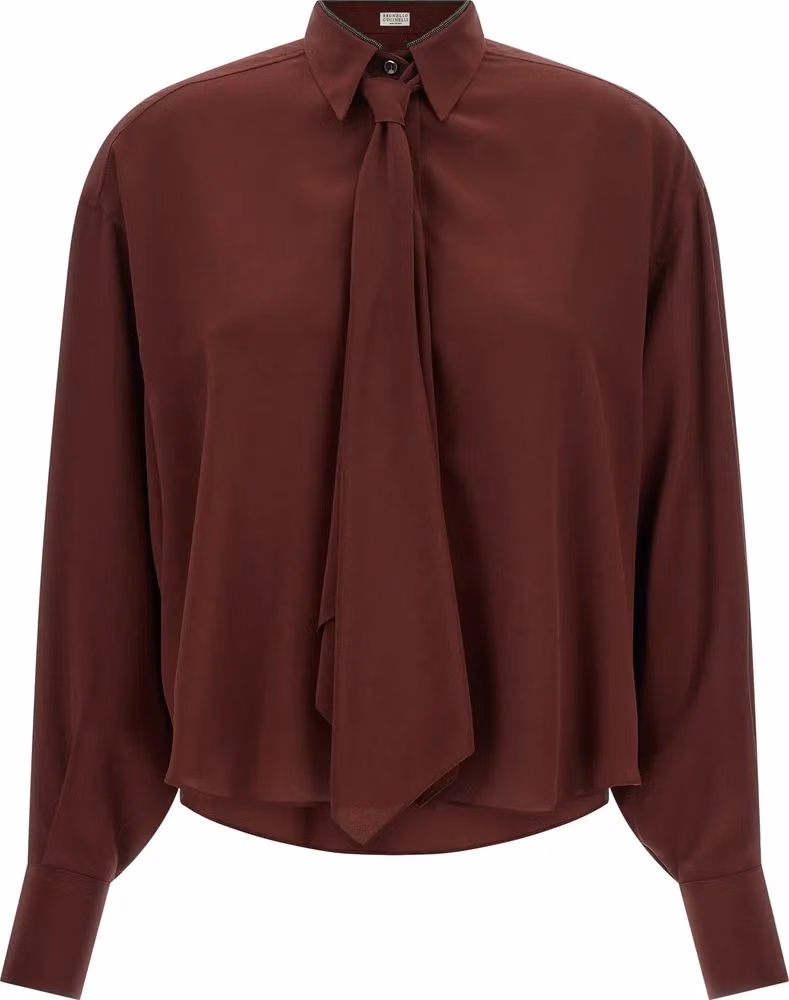 Brunello Cucinelli Bordeaux Silk Blouse