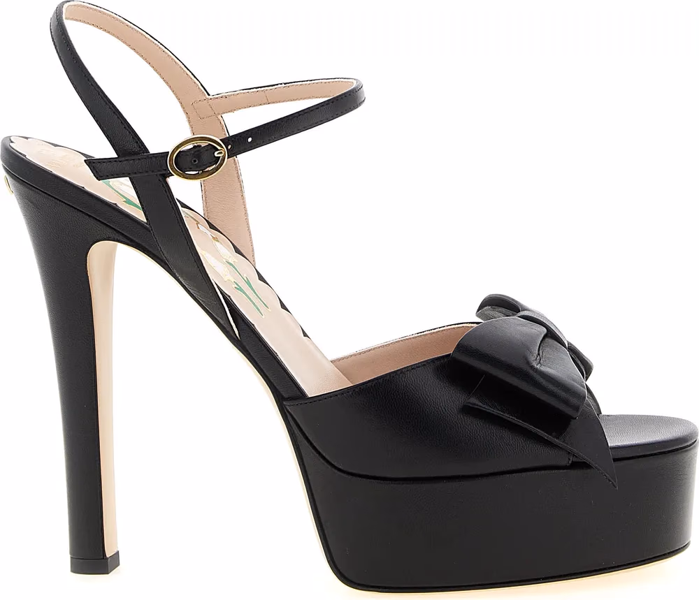 Valentino Garavani Black Calfskin Stiletto Heel Sandals