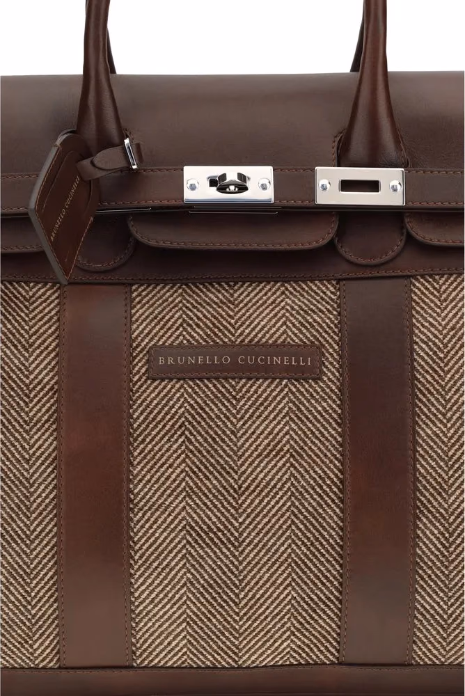 Brunello Cucinelli Brown Calf Leather Bos Taurus Luggage And Travel
