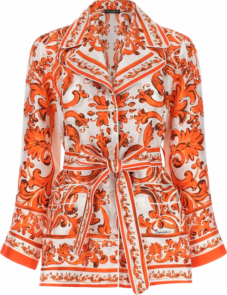 Dolce & Gabbana Orange Silk Blouse