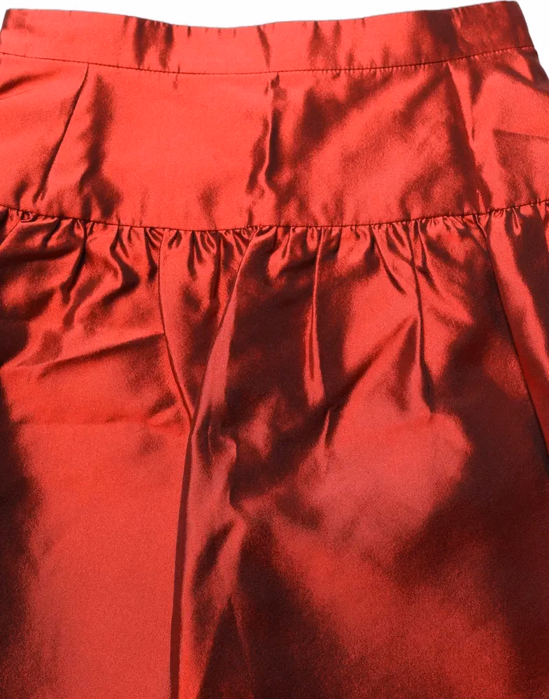 Dolce & Gabbana Red Silk Satin Bubble High Waist Mini Skirt