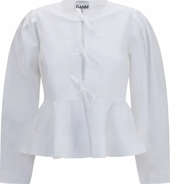 Ganni White Cotton Blouse