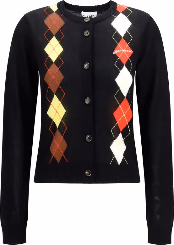 Ganni Black Cotton Cardigan