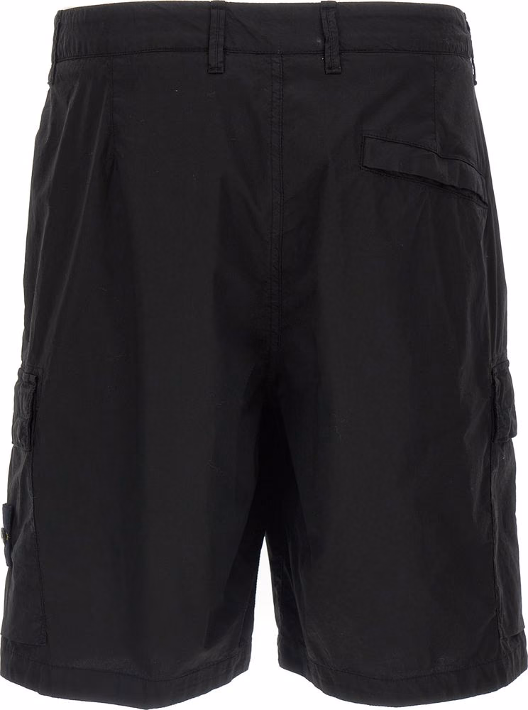 Stone Island Black Cotton Bermuda Shorts