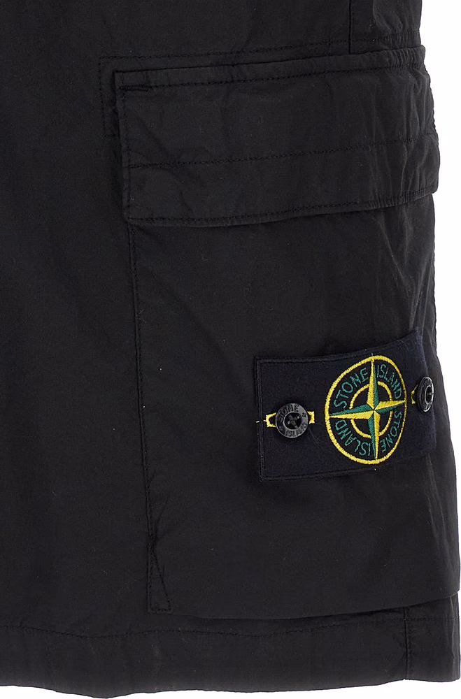 Stone Island Black Cotton Bermuda Shorts