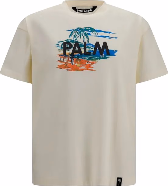 Palm Angels Beige Cotton T-Shirt