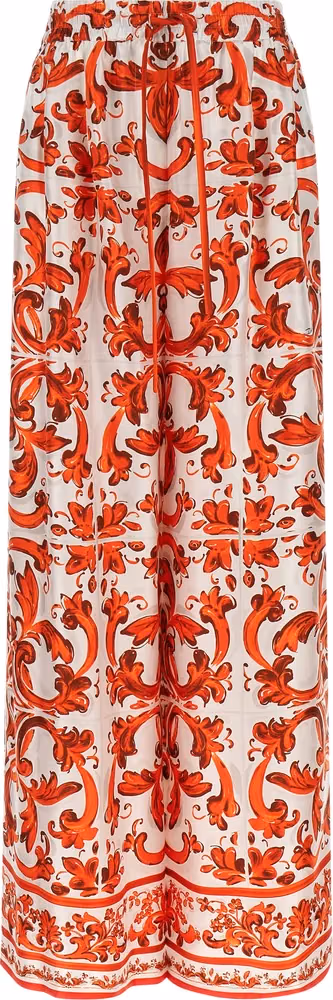 Dolce & Gabbana Orange Silk Flared Pants