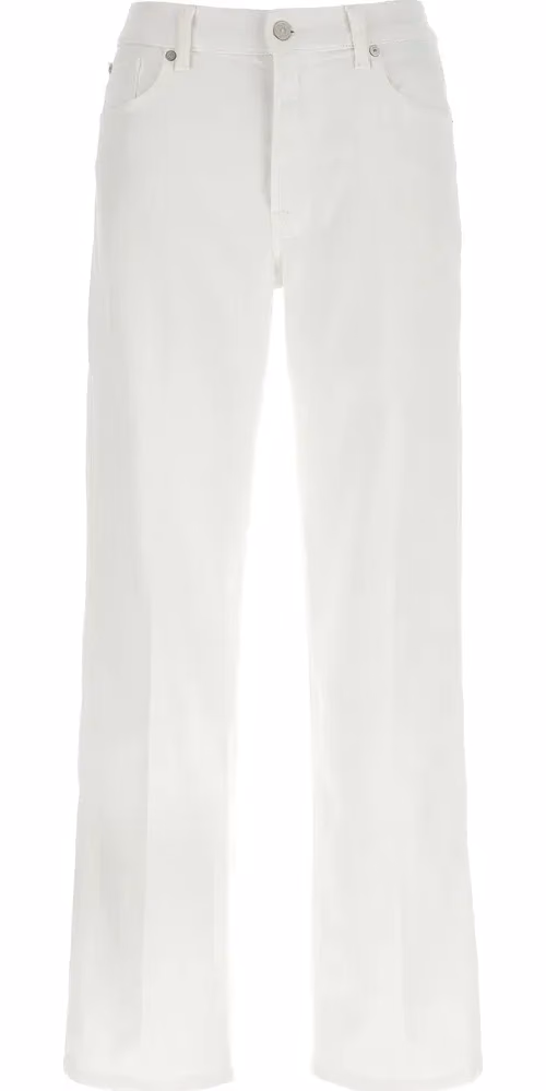 7 For All Mankind White Cotton Straight-Leg Jeans