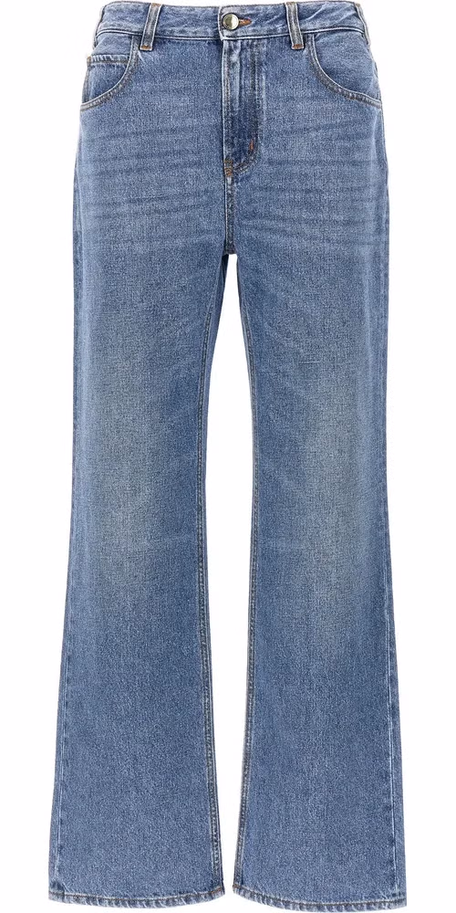 Chloé Blue Cotton High-Waisted Jean