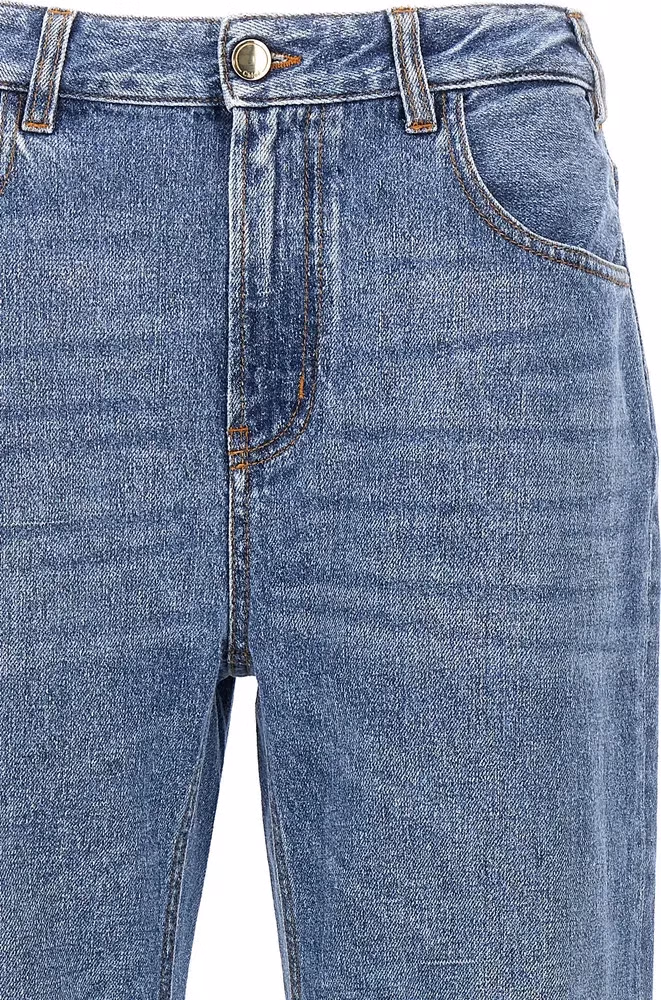 Chloé Blue Cotton High-Waisted Jean