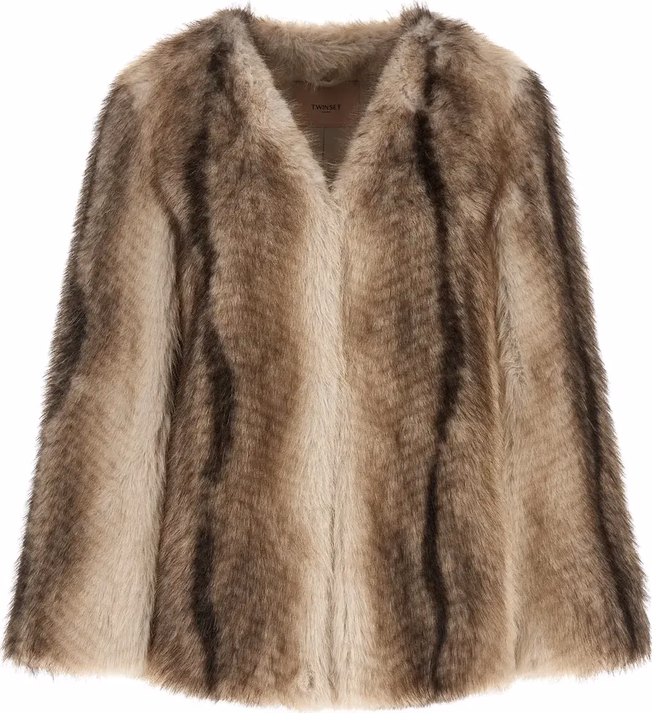 Twinset Brown Polyester Full-Length Jacket